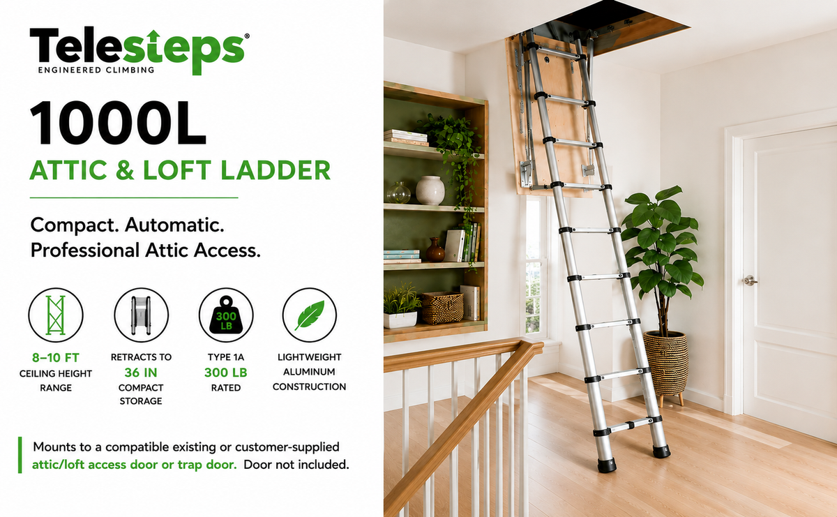 Telesteps Telescoping Attic/Loft Ladder | 8–10 ft Ceiling Height ...