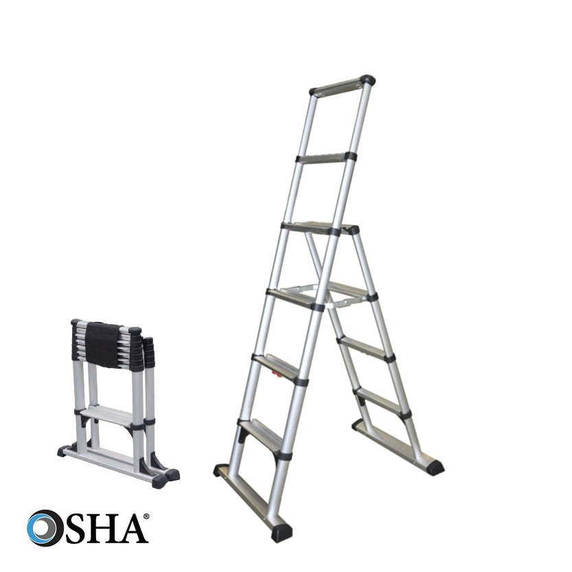 6ft Telescoping Stepladder w 10ft Reach Telesteps Ladders